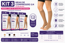 Kit 3 Meias de Compressão 3/4 Kendall Care (15–20 mmHg) Sem Ponteira