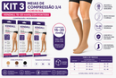 Kit 3 Meias de Compressão 3/4 Kendall Care (15–20 mmHg) Com Ponteira